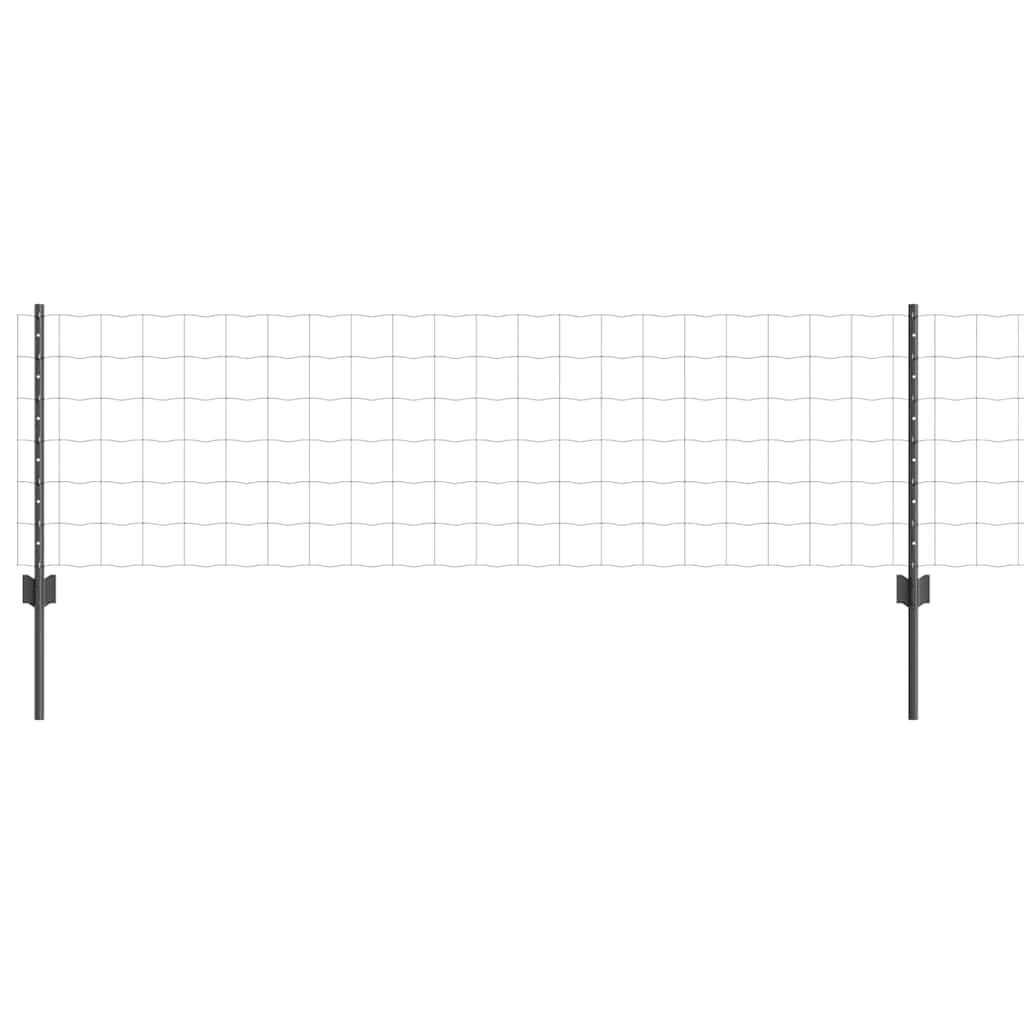 Fence with Posts Grey 0.6 x 50 m Steel