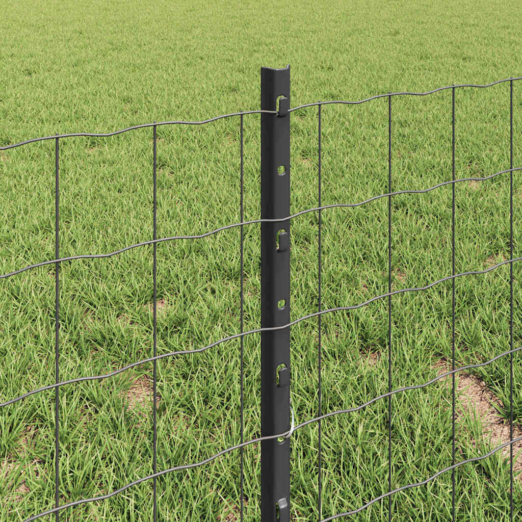 Fence with Posts Grey 0.4 x 10 m Steel