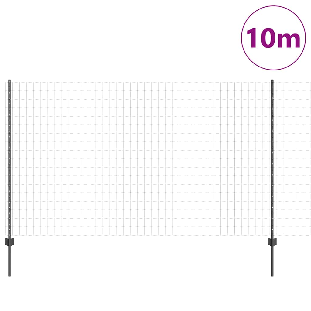 Fence with Posts Grey 1.4 x 10 m Steel