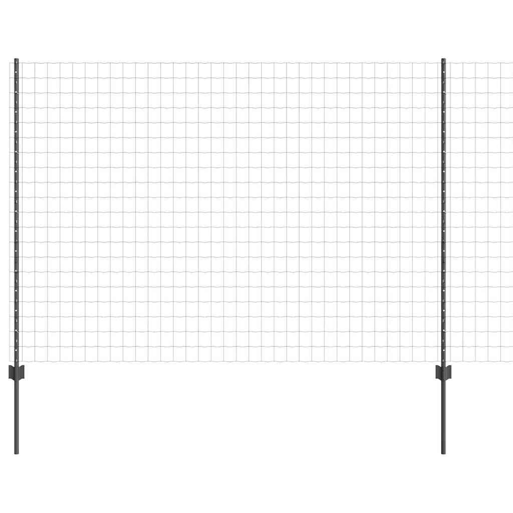 Fence with Posts Grey 1.5 x 10 m Steel