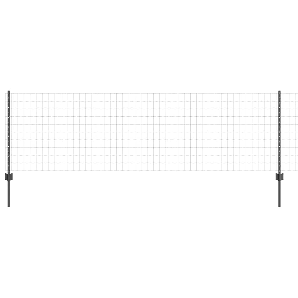 Fence with Posts Grey 0.8 x 25 m Steel