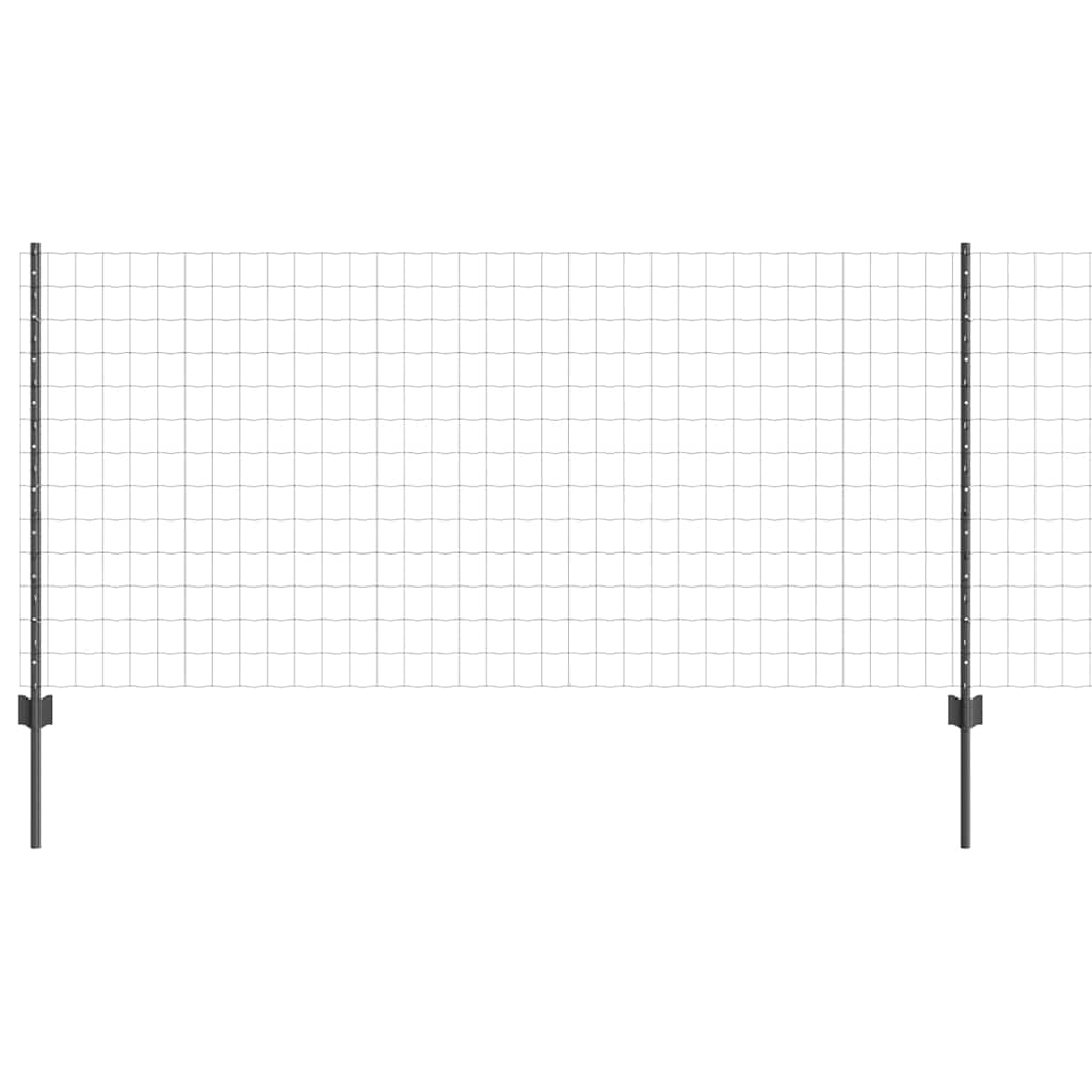 Fence with Posts Grey 1 x 25 m Steel