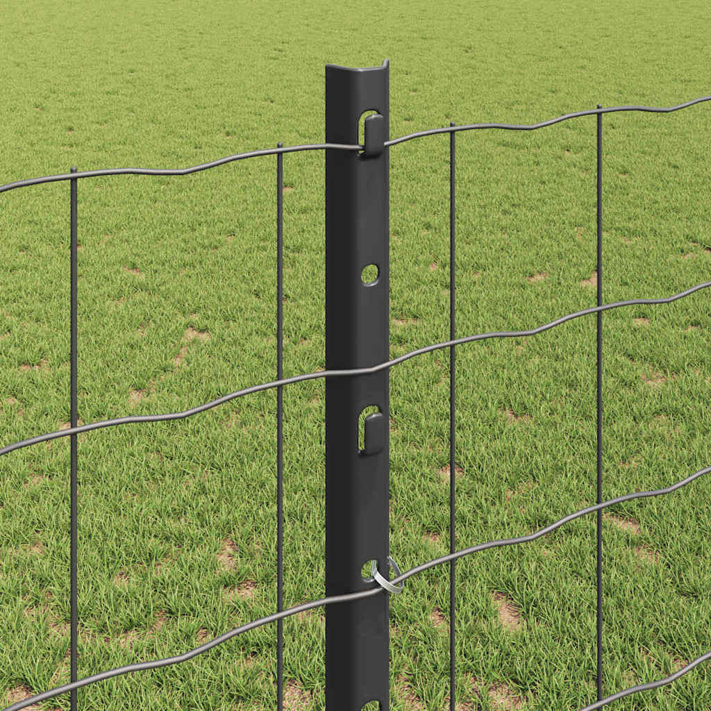Fence with Posts Grey 1.2 x 25 m Steel