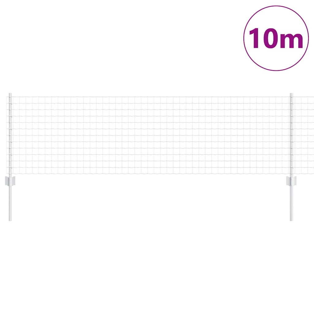 Fence with Posts Silver 0.6 x 10 m Steel