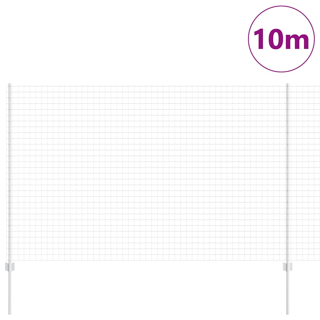 Fence with Posts Silver 1.5 x 10 m Steel