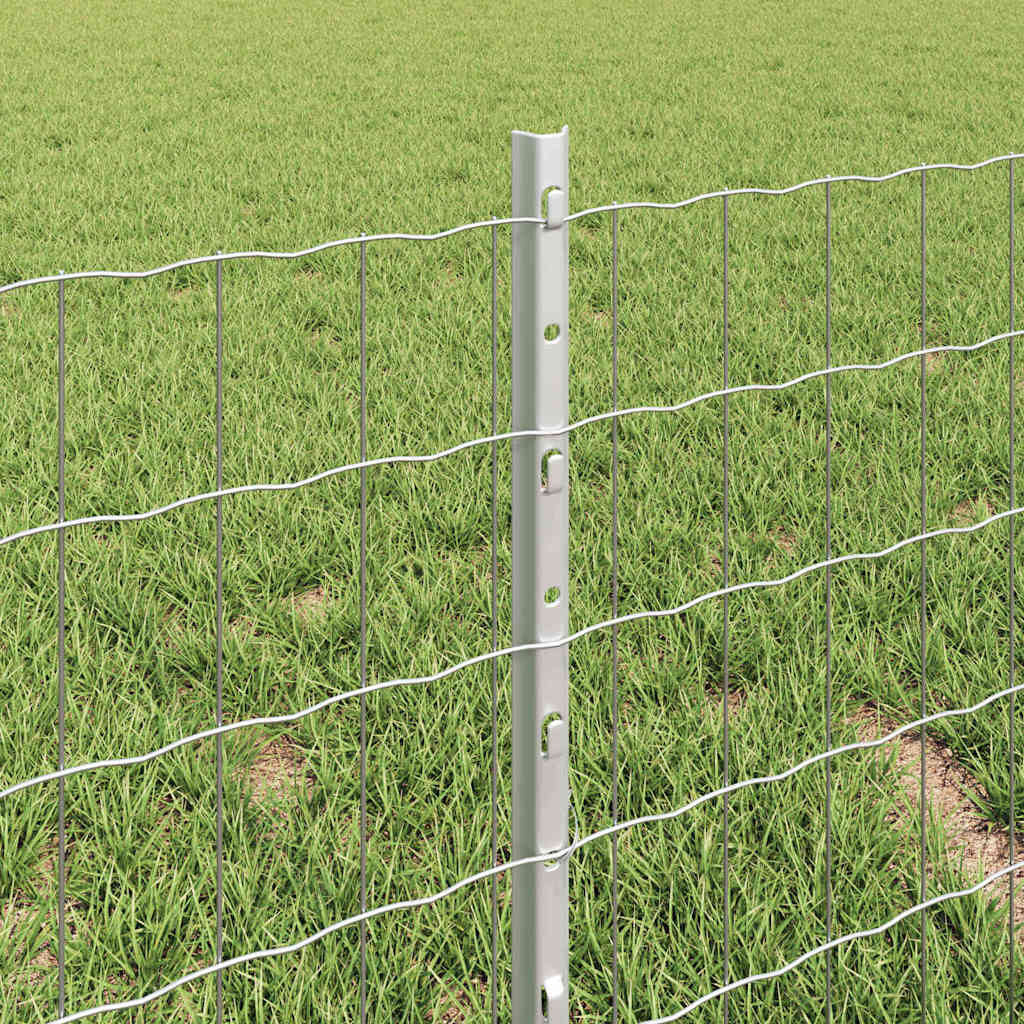 Fence with Posts Silver 0.4 x 10 m Steel