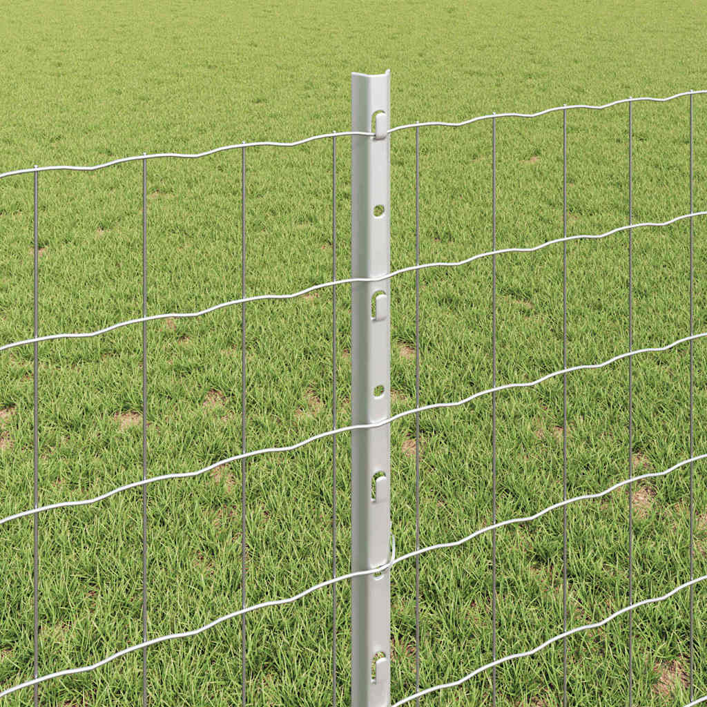 Fence with Posts Silver 0.8 x 10 m Steel