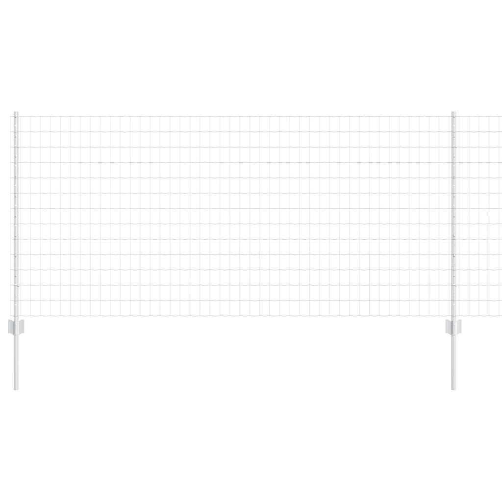 Fence with Posts Silver 1 x 10 m Steel
