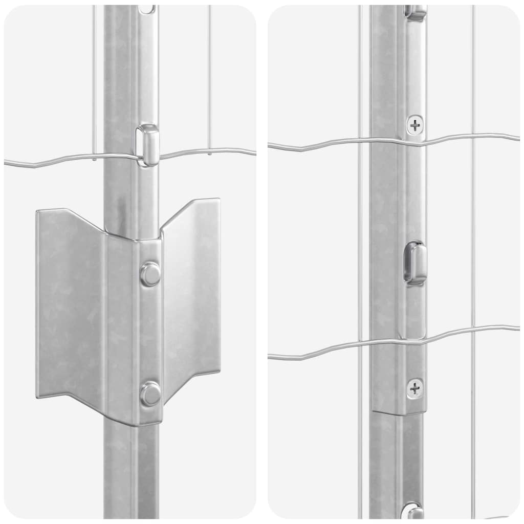 Fence with Posts Silver 1.2 x 10 m Steel