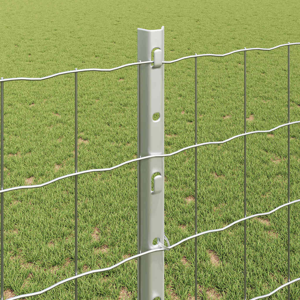 Fence with Posts Silver 1.2 x 10 m Steel
