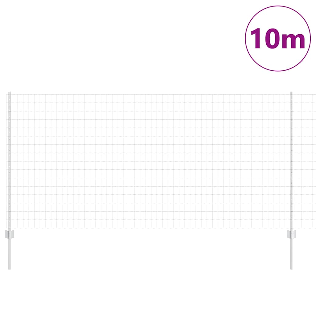 Fence with Posts Silver 1.2 x 10 m Steel