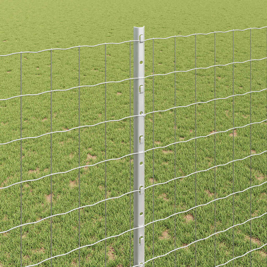 Fence with Posts Silver 1.4 x 10 m Steel