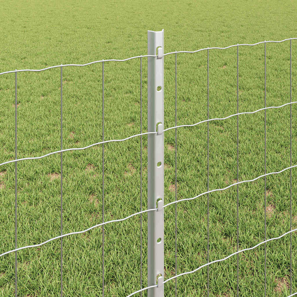 Fence with Posts Silver 0.8 x 10 m Steel