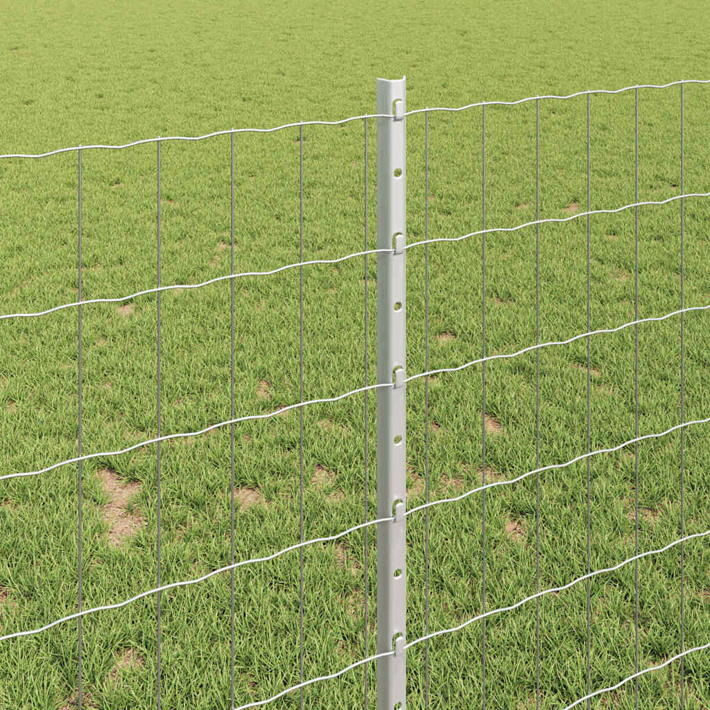 Fence with Posts Silver 1 x 10 m Steel