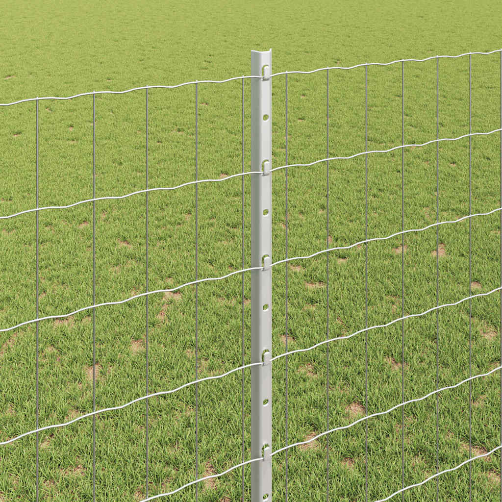 Fence with Posts Silver 1.4 x 10 m Steel