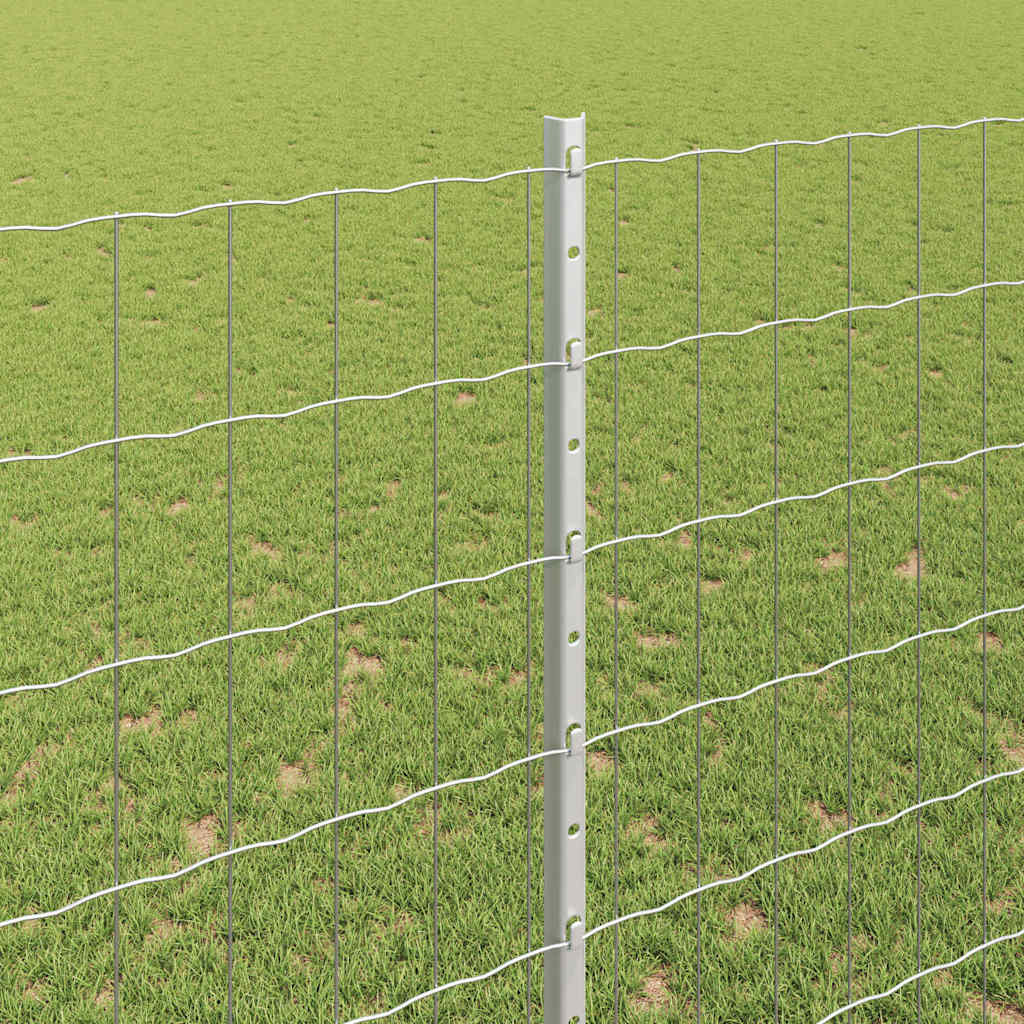 Fence with Posts Silver 1.5 x 10 m Steel