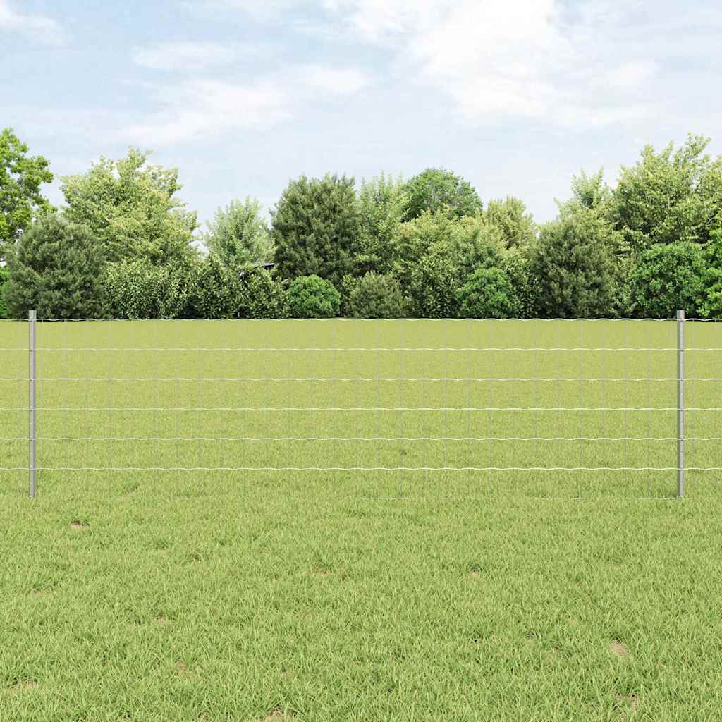 Fence with Posts Silver 0.6 x 10 m Steel
