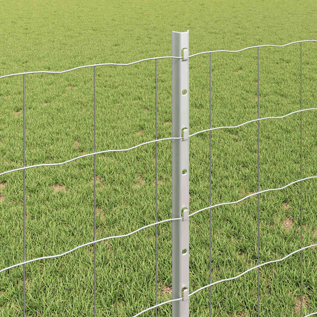 Fence with Posts Silver 0.8 x 10 m Steel