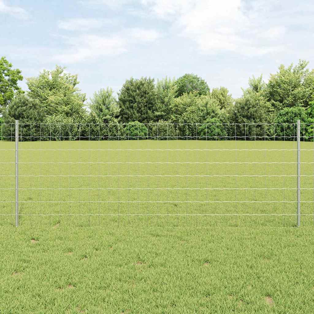 Fence with Posts Silver 0.8 x 10 m Steel