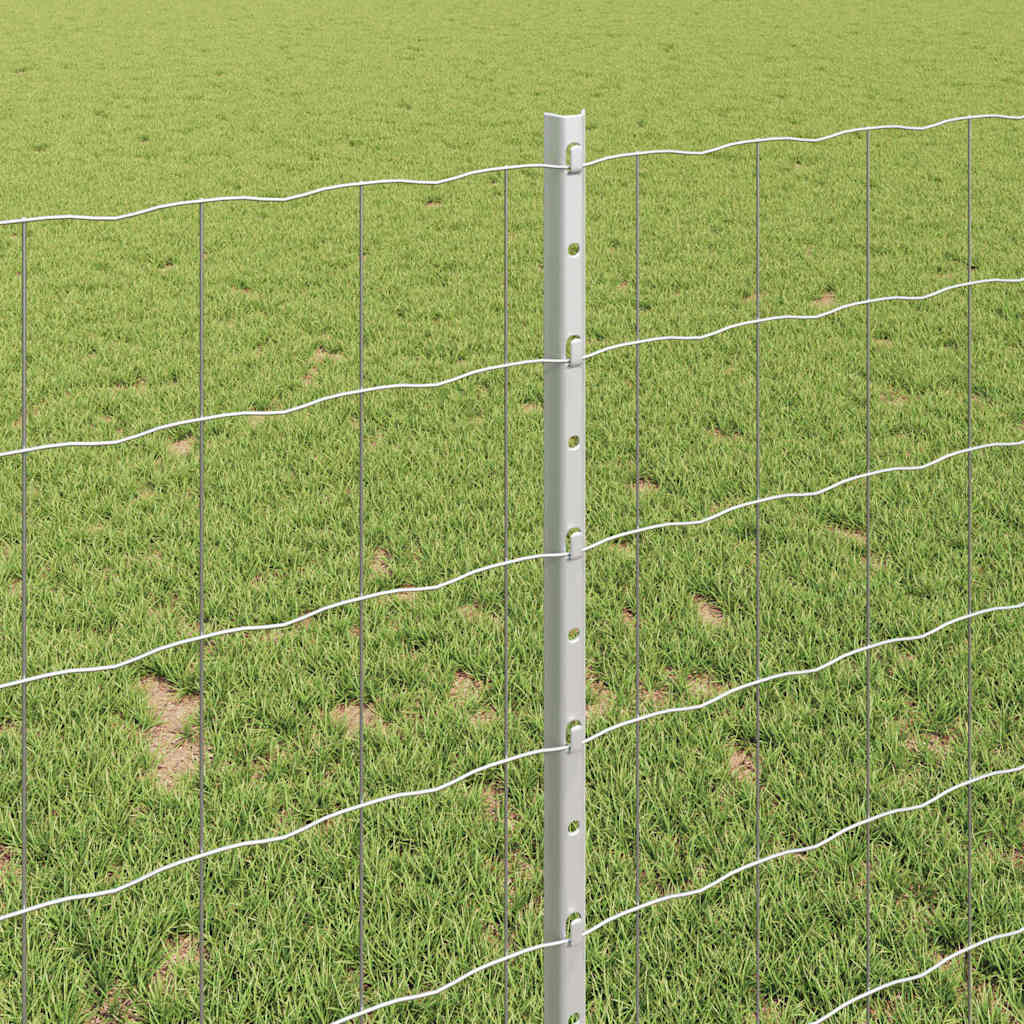Fence with Posts Silver 1 x 10 m Steel
