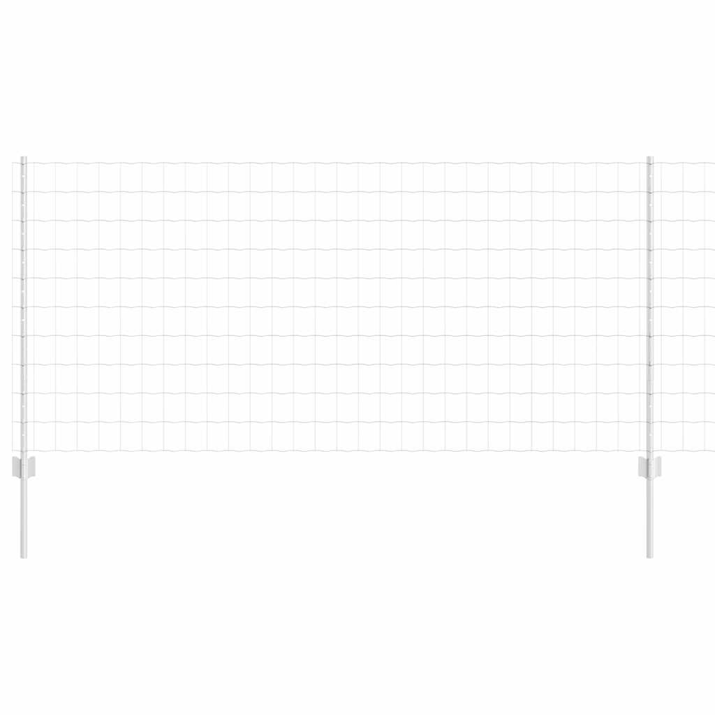 Fence with Posts Silver 1 x 10 m Steel