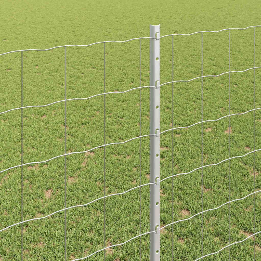 Fence with Posts Silver 1.4 x 10 m Steel