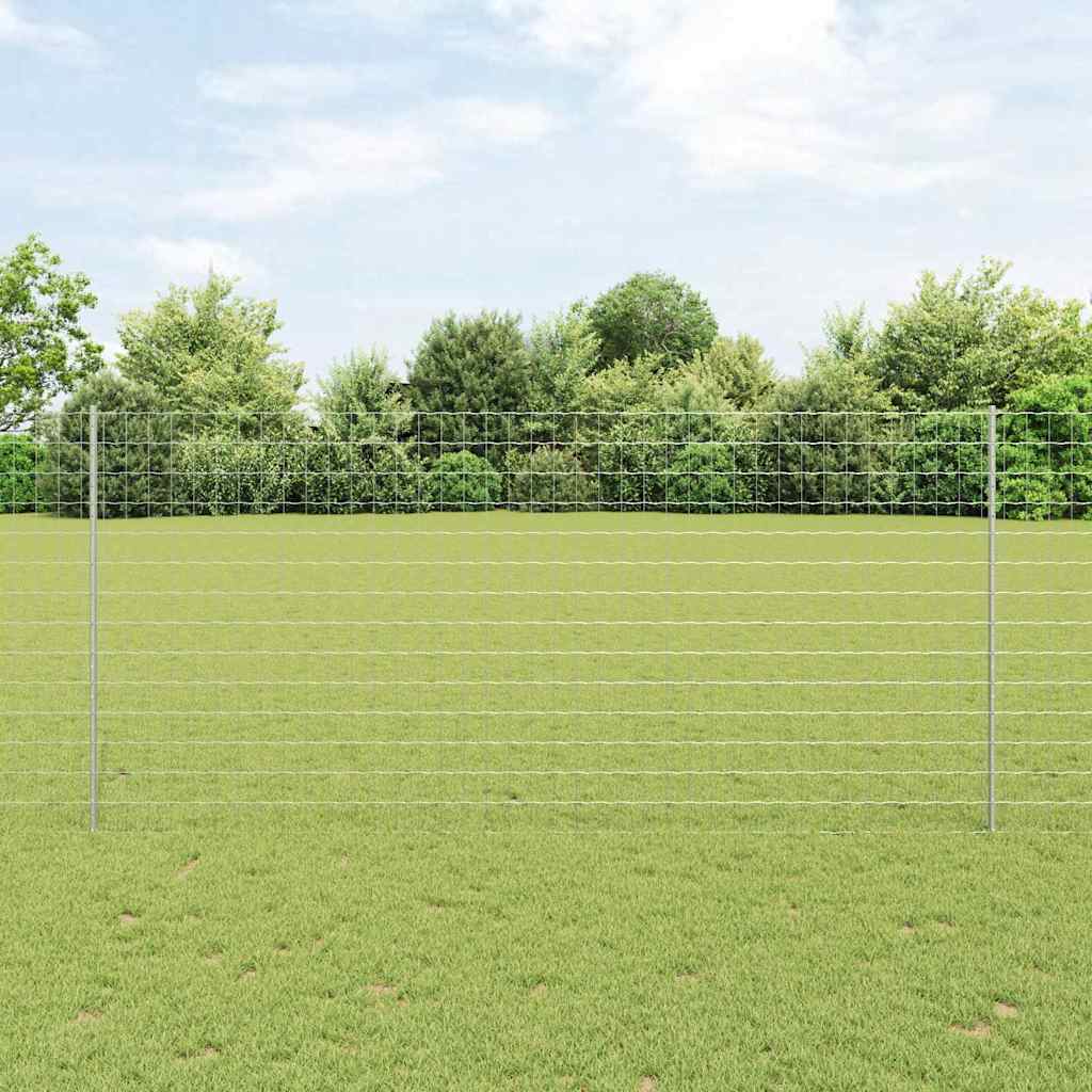 Fence with Posts Silver 1.4 x 10 m Steel