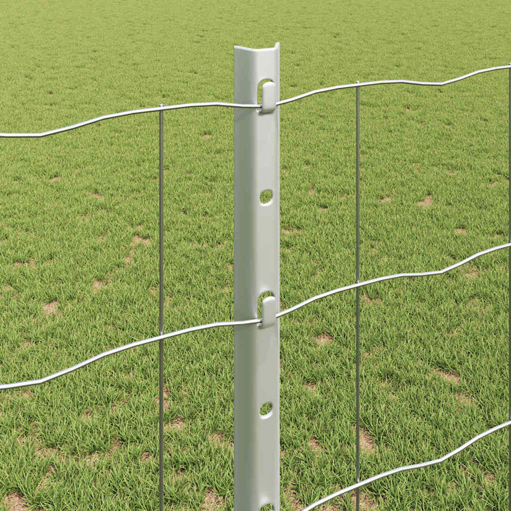 Fence with Posts Silver 1.2 x 10 m Steel