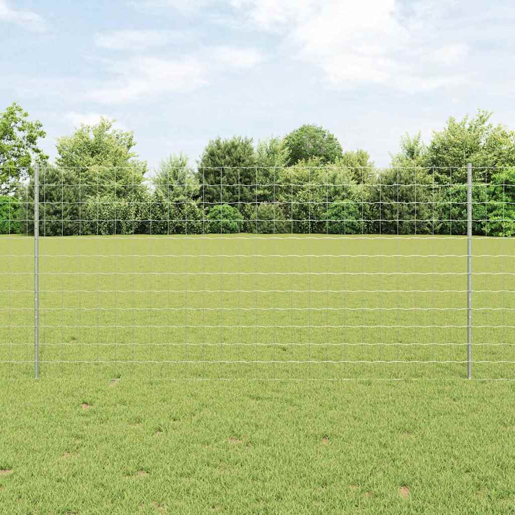 Fence with Posts Silver 1.2 x 10 m Steel