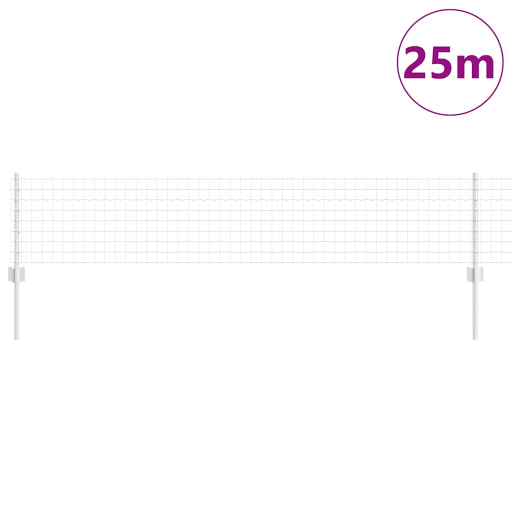 Fence with Posts Silver 0.4 x 25 m Steel