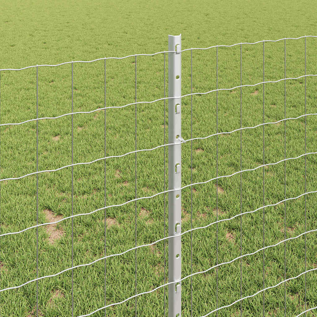Fence with Posts Silver 1 x 25 m Steel