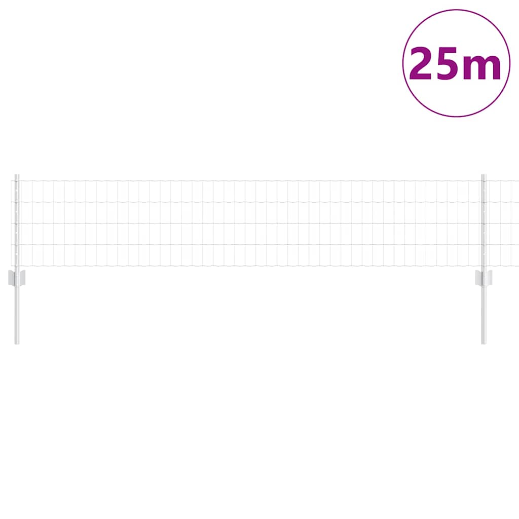 Fence with Posts Silver 0.4 x 25 m Steel