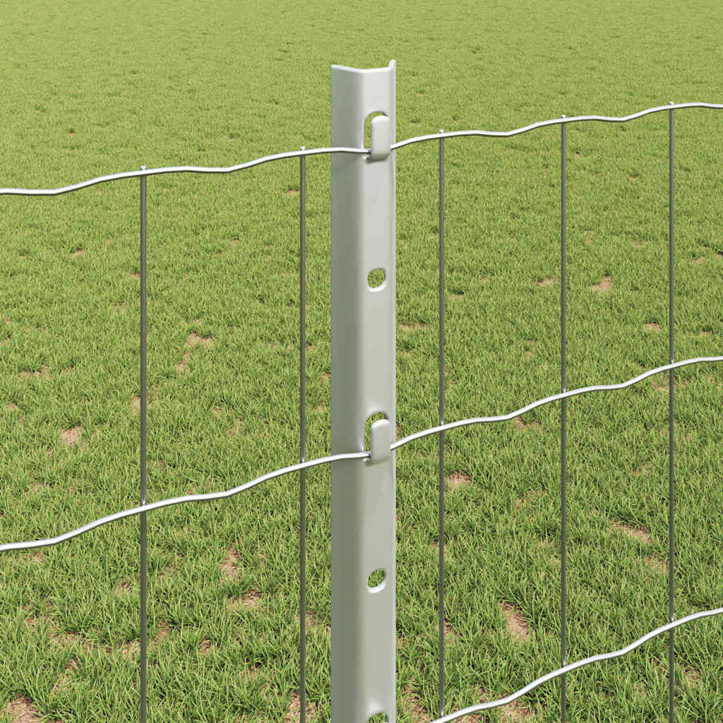 Fence with Posts Silver 1.2 x 25 m Steel