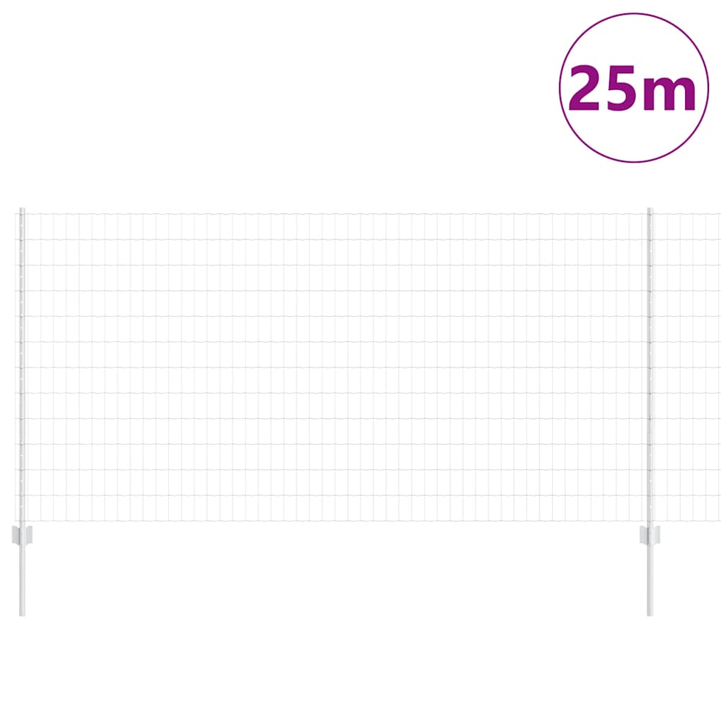 Fence with Posts Silver 1.2 x 25 m Steel