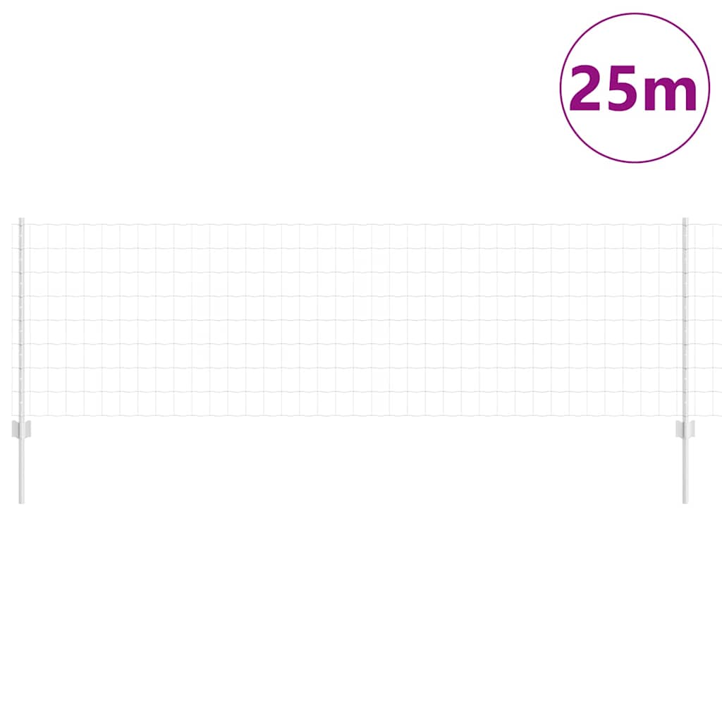 Fence with Posts Silver 0.8 x 25 m Steel
