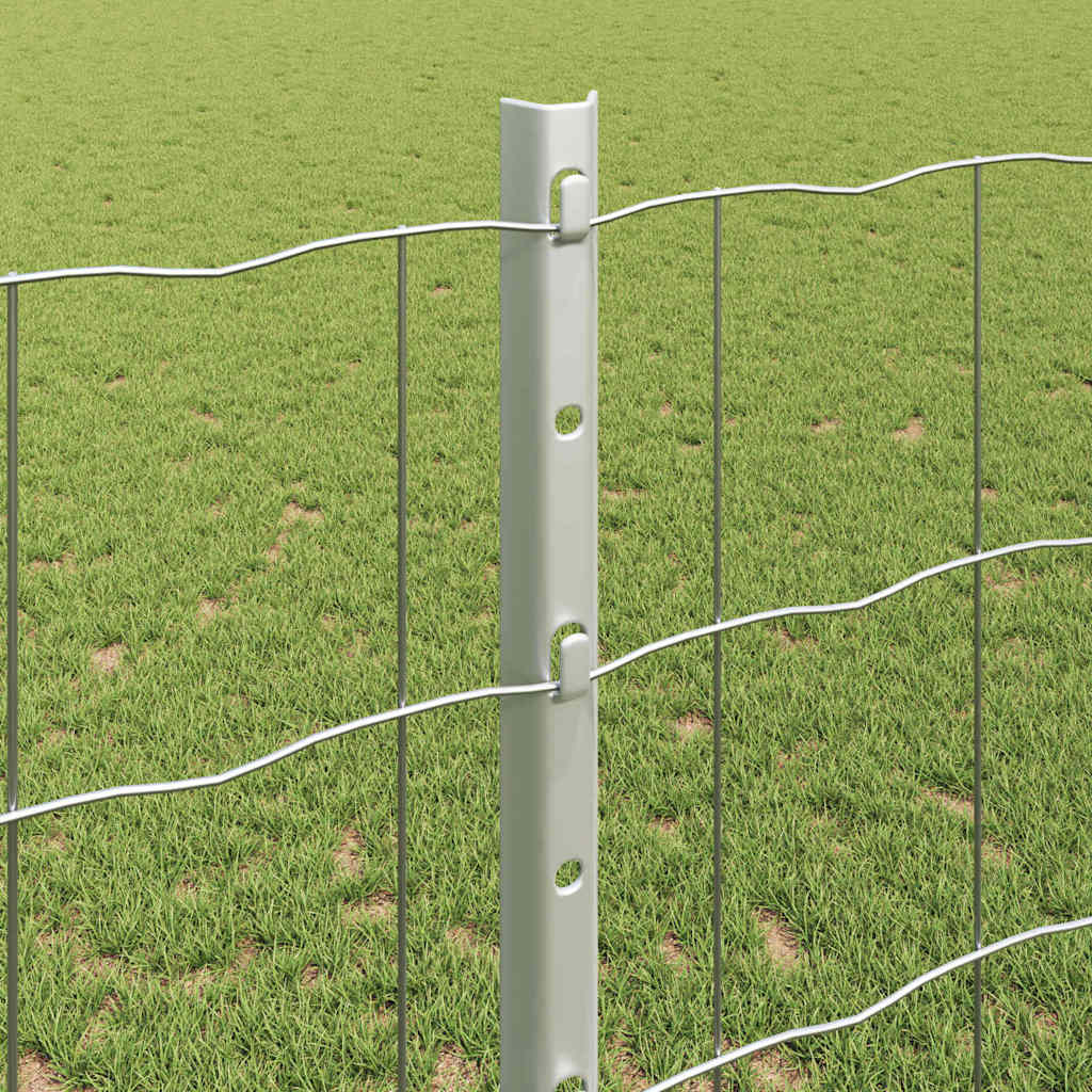 Fence with Posts Silver 1.2 x 25 m Steel