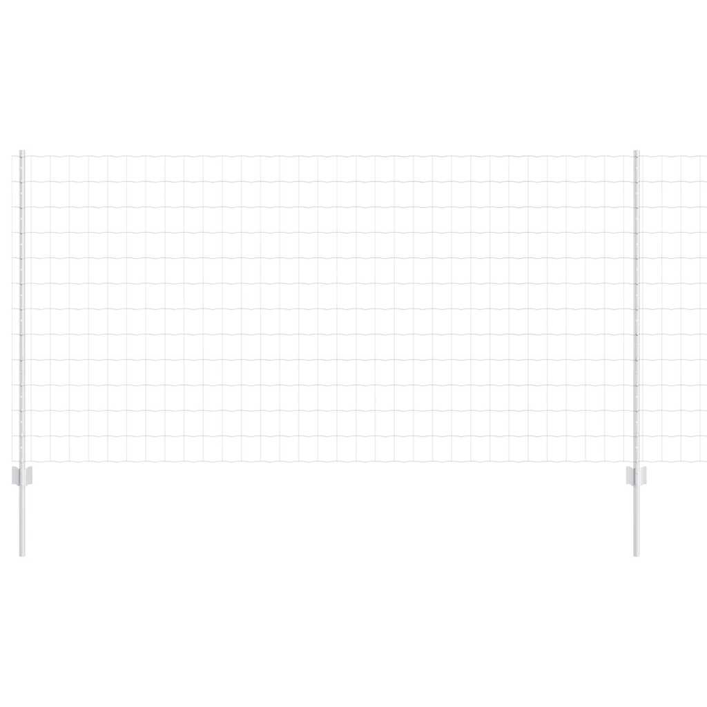 Fence with Posts Silver 1.2 x 25 m Steel