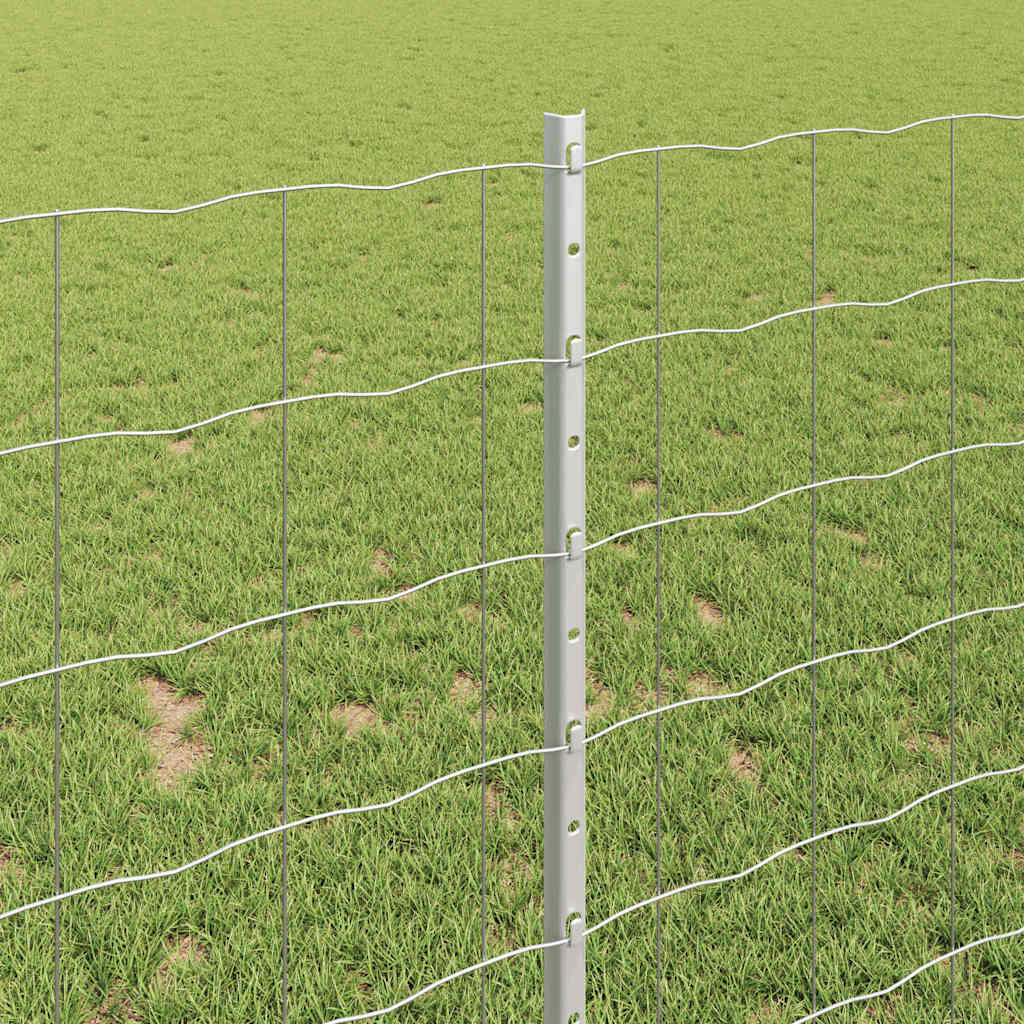 Fence with Posts Silver 1 x 25 m Steel