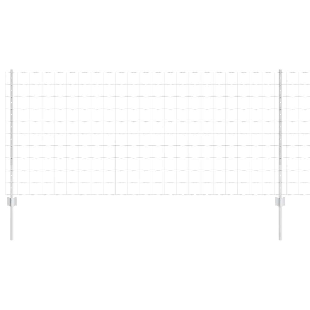 Fence with Posts Silver 1 x 25 m Steel