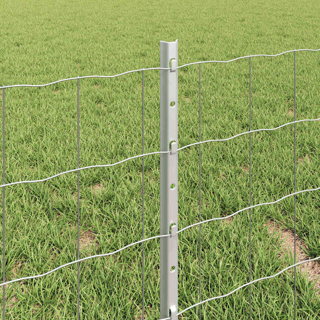 Fence with Posts Silver 0.4 x 50 m Steel