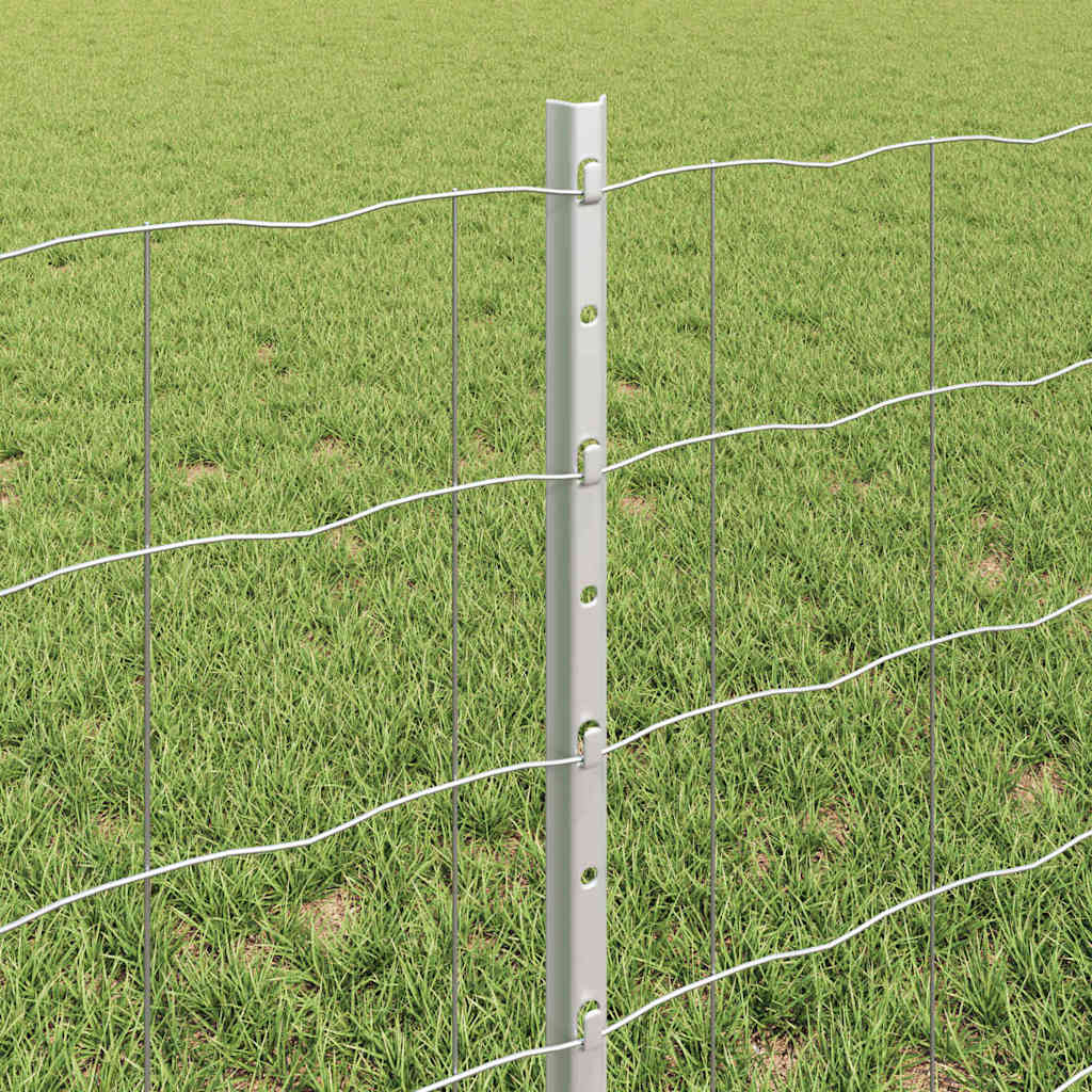 Fence with Posts Silver 0.6 x 50 m Steel