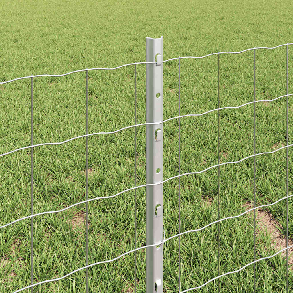 Fence with Posts Silver 0.4 x 10 m Steel