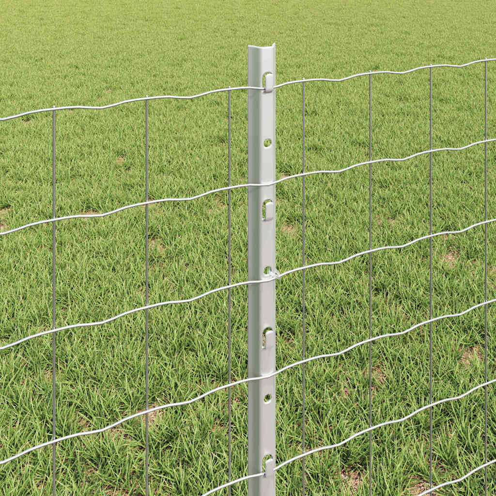Fence with Posts Silver 0.6 x 10 m Steel
