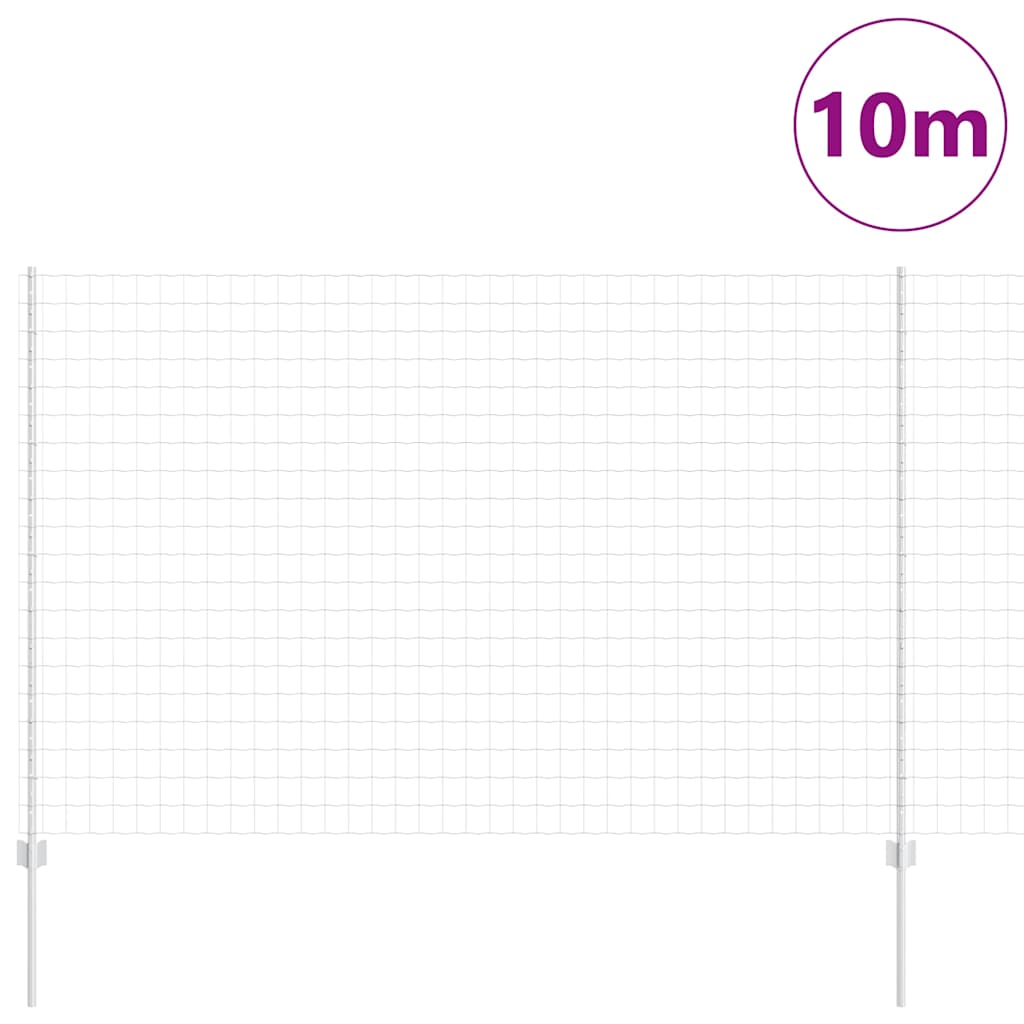 Fence with Posts Silver 1.5 x 10 m Steel