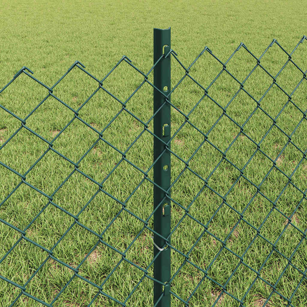 Fence with Posts Green 0.6 x 10 m Steel