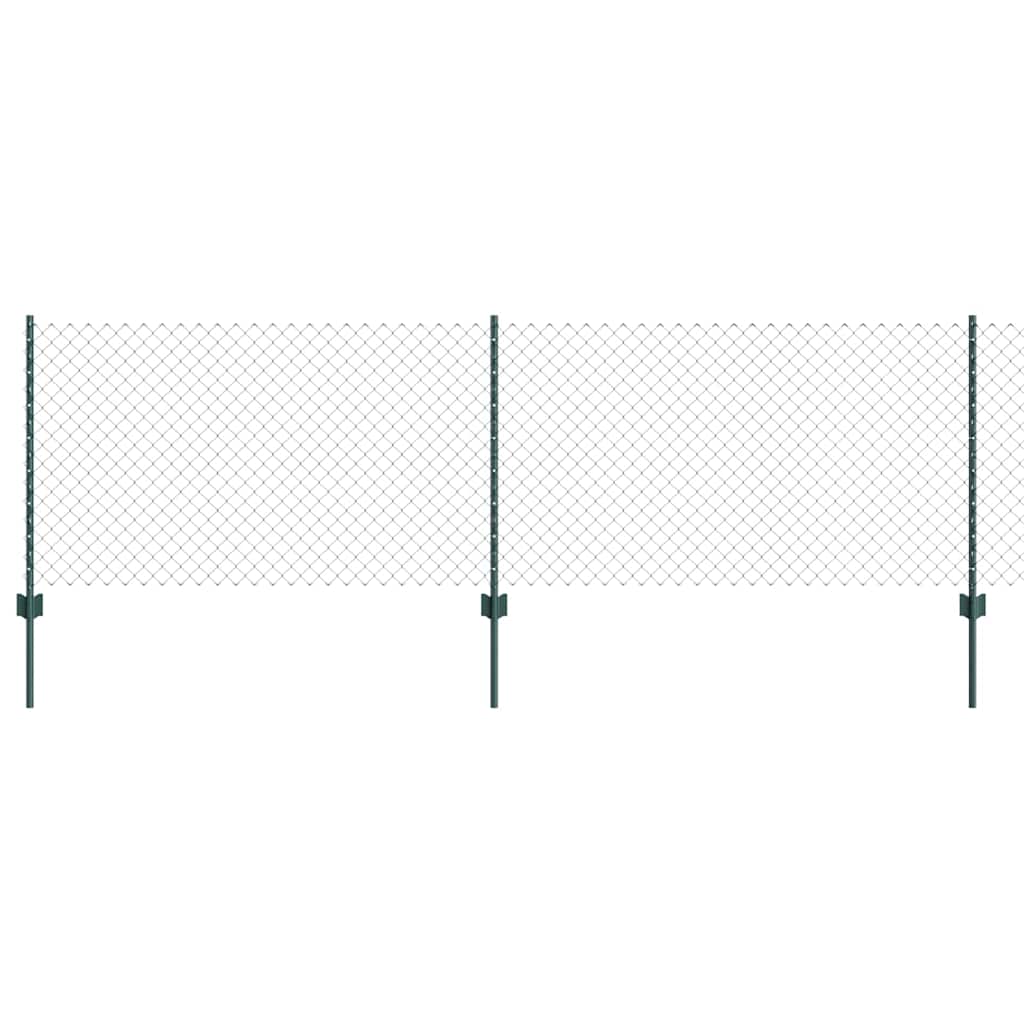 Fence with Posts Green 0.8 x 10 m Steel