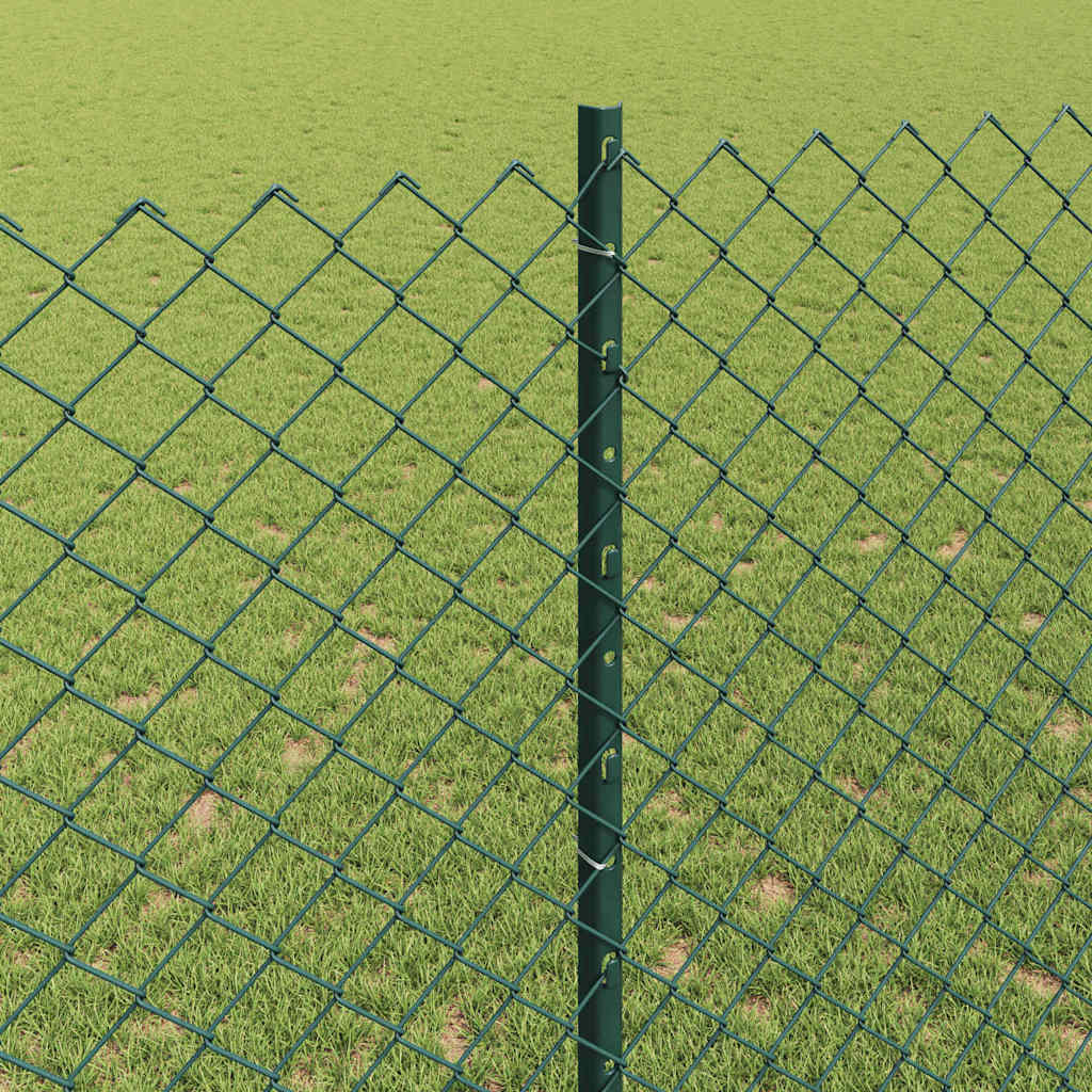 Fence with Posts Green 1.4 x 10 m Steel