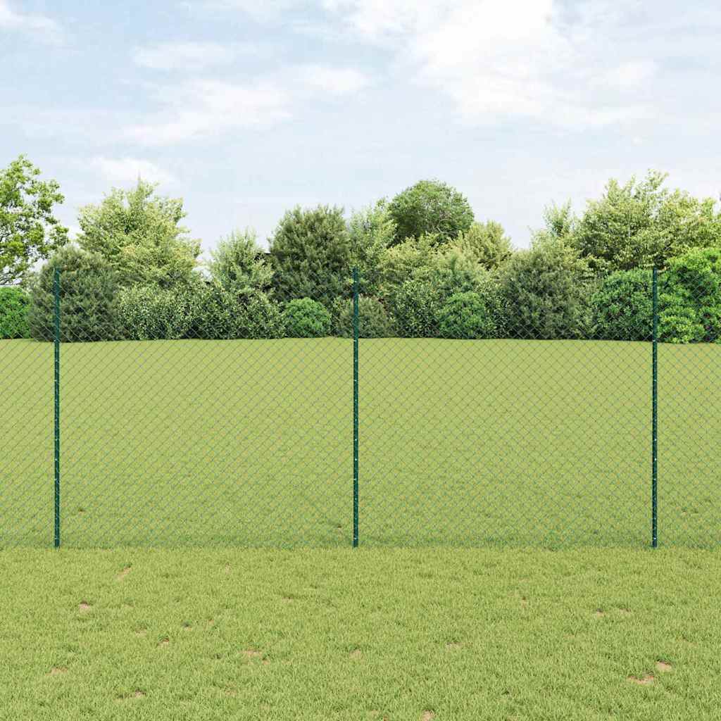 Fence with Posts Green 1.4 x 10 m Steel