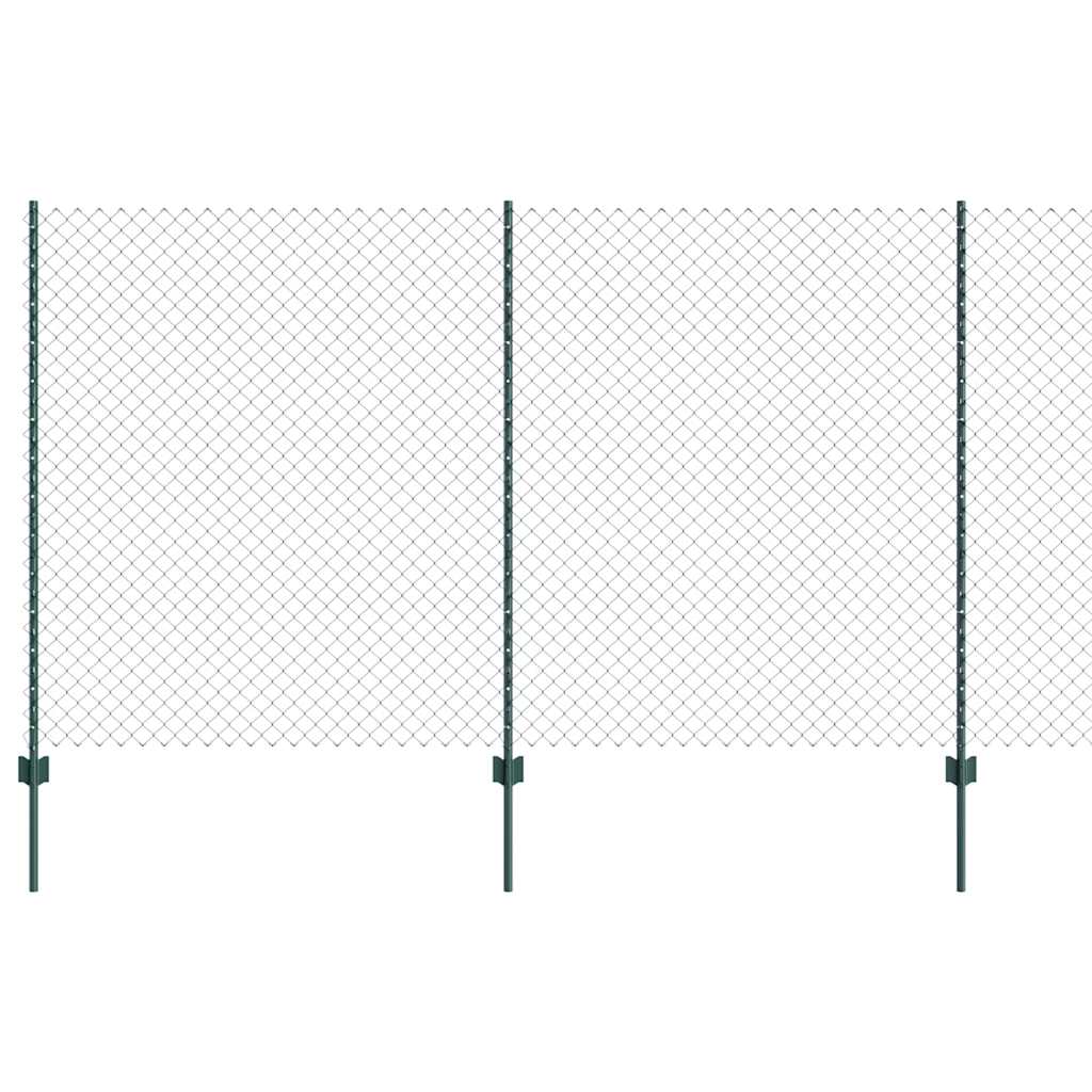 Fence with Posts Green 1.4 x 10 m Steel