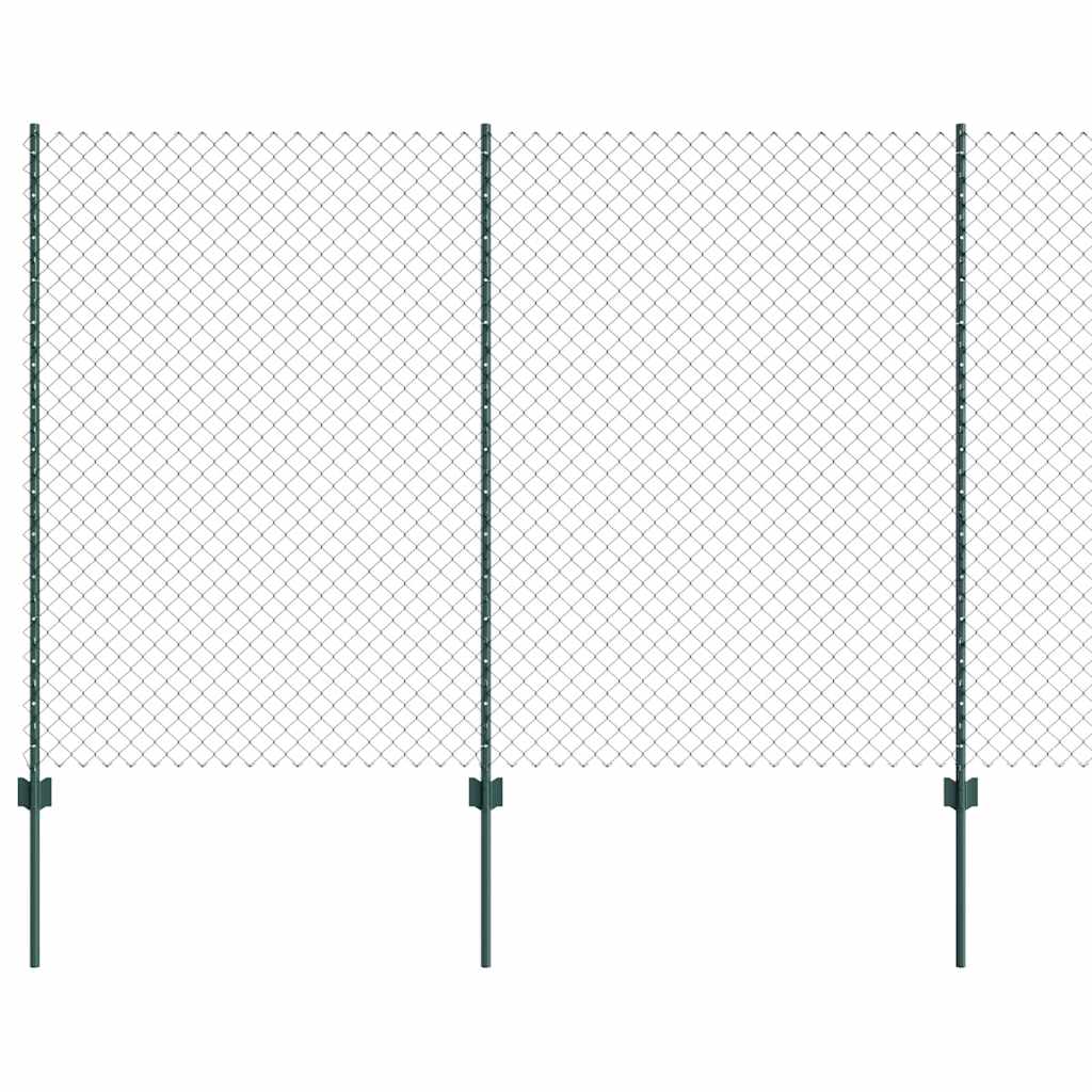 Fence with Posts Green 1.5 x 10 m Steel